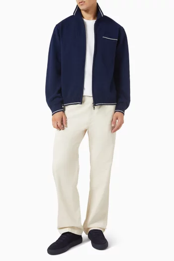 Gardner Dense Knitted Zip Cardigan in Cotton