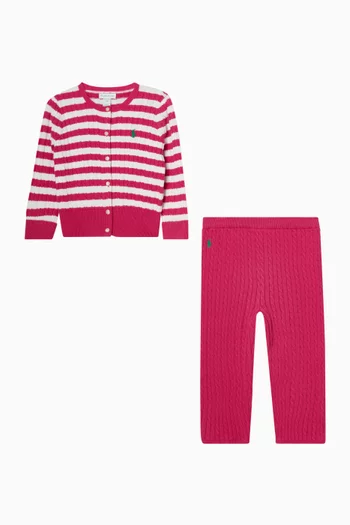 طقم متناسق مخطط قطن منسوج