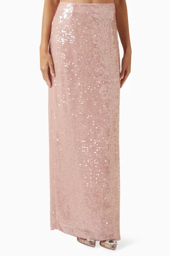 High-waist Sequin-embellished Maxi Skirt
