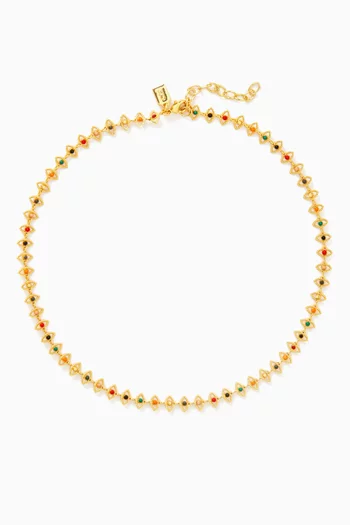 قلادة بحلي على شكل عين نحاس مطلي ذهب عيار 18