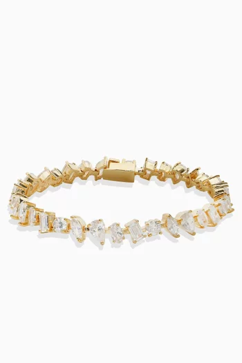 Irregular Tennis Bracelet in 18kt Gold-plated Brass