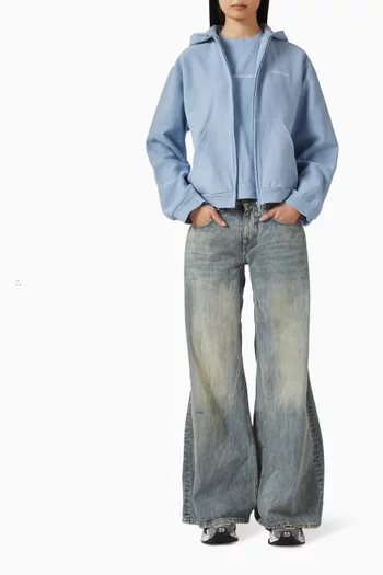 كنزة بغطاء رأس وسحّاب صوف سريع الجفاف