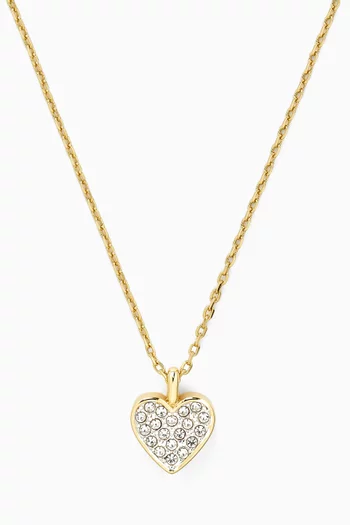 Heart Pavé Mini Charm Necklace in 18kt Gold-plated Metal