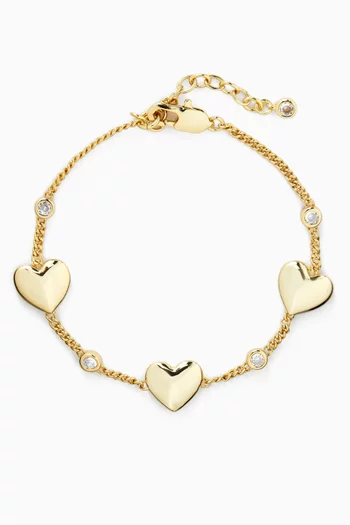 سوار بحلقات سميكة مرصعة بالكريستال وحلي على شكل قلب معدن مطلي بالذهب عيار 18‏