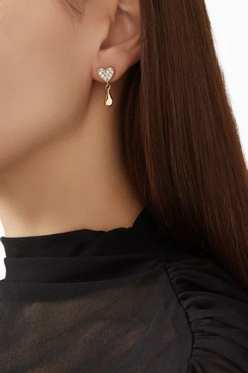 Heart Mini Crystal Earrings in 18kt Gold-plated Metal