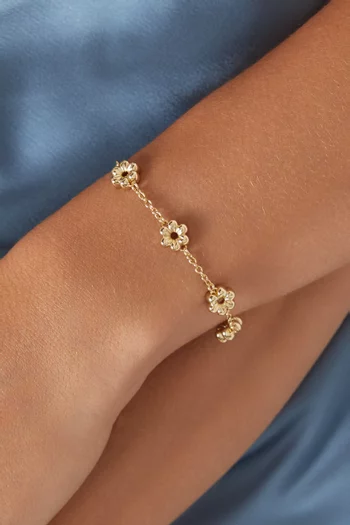 سوار لولو بحلي على شكل زهور معدن مطلي ذهب عيار 18