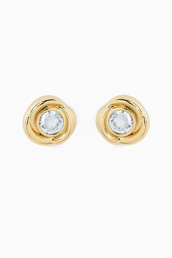 Carlo Crystal Stud Earrings in 18kt Gold-plated Metal