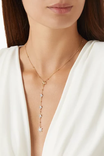 Floral Crystal Lariat Necklace in 18kt Gold-plated Metal