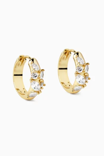 Mirage Mini Crystal Hoop Earrings in 18kt Gold-plated Metal