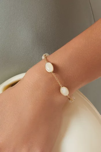 سوار مالفو بتصميم سلسلة مرصعة بحجر القمر معدن مطلي ذهب عيار 18