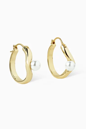 Twerti Pearl Hoop Earrings in 18kt Gold-plated Metal