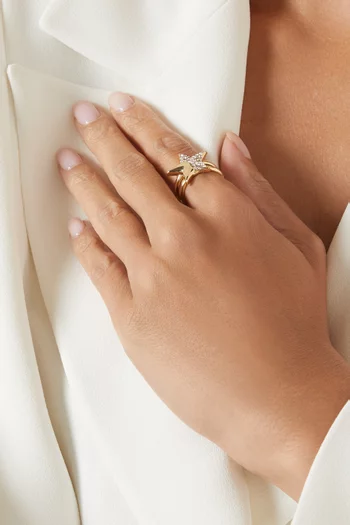 Star Pavé Crystal Ring in 18kt Gold-plated Metal