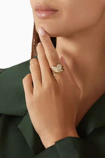 Star Pavé Crystal Ring in 18kt Gold-plated Metal