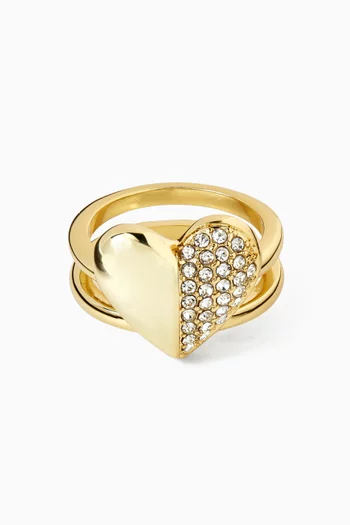 Star Pavé Crystal Ring in 18kt Gold-plated Metal