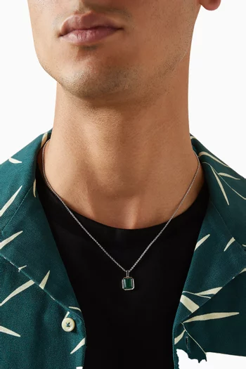 Emerald-cut Malachite Necklace in Sterling Silver