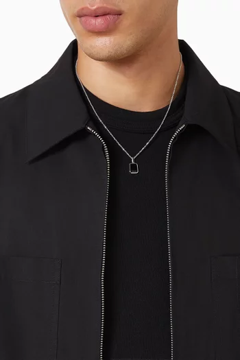 Emerald-cut Onyx Necklace in Sterling Silver