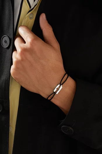Razor Blade Cord Bracelet in Sterling Silver