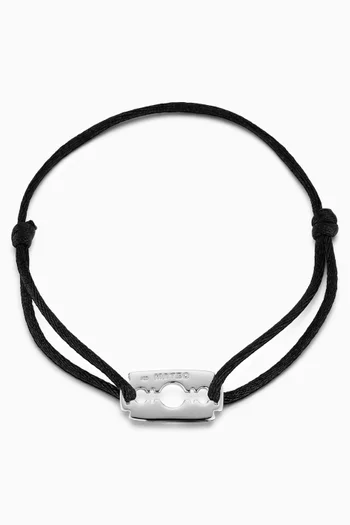 Razor Blade Cord Bracelet in Sterling Silver