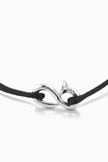 Bent Nail Cord Bracelet in Sterling Silver