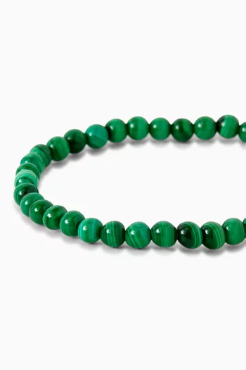 Malachite Beaded Bracelet in Sterling Silver