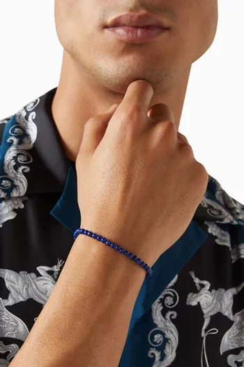 Lapis Beaded Bracelet in Sterling Silver