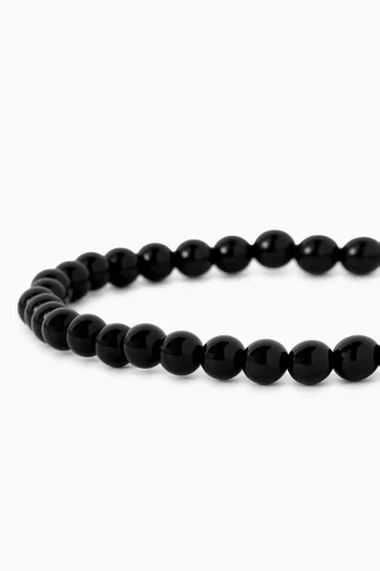 Onyx Beaded Bracelet in Sterling Silver