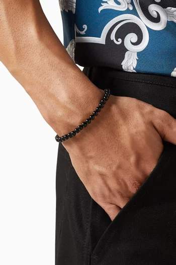 Onyx Beaded Bracelet in Sterling Silver