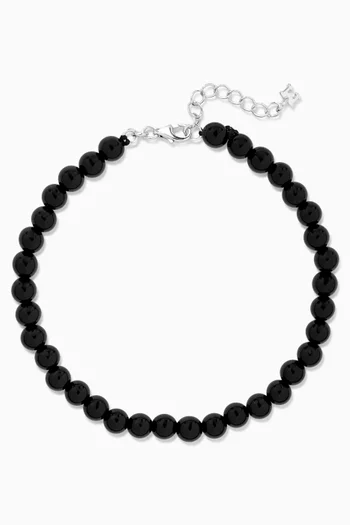 Onyx Beaded Bracelet in Sterling Silver