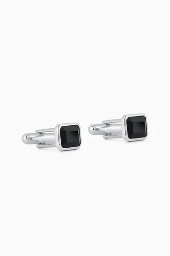 Emerald-cut Onyx Cufflinks in Sterling Silver