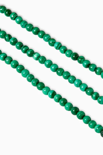 Malachite Beaded Necklace in Sterling Silver