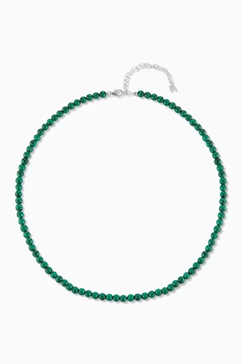 Malachite Beaded Necklace in Sterling Silver