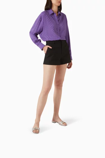 Interlocking G Crystal-embellished Flat Sandals in Metallic Leather