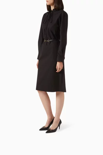 حذاء كلاسيك بحلية لجام الحصان وكعب 85 مم جلد بنقشة حرفي GG