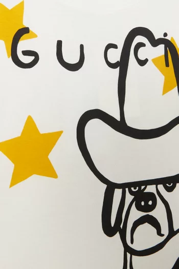 Dog & Stars Print T-shirt in Cotton