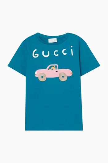 تي شيرت بطبعة شعار الماركة قطن