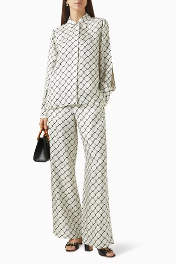 قميص منقوش تويل حرير