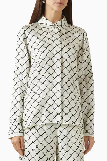 قميص منقوش تويل حرير