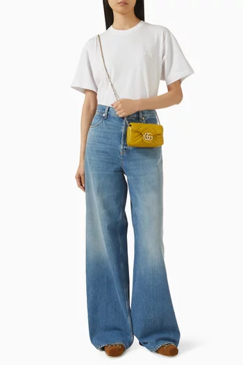 تي شيرت بقصة فضفاضة ومطرز بشعار الماركة قطن وجيرسيه