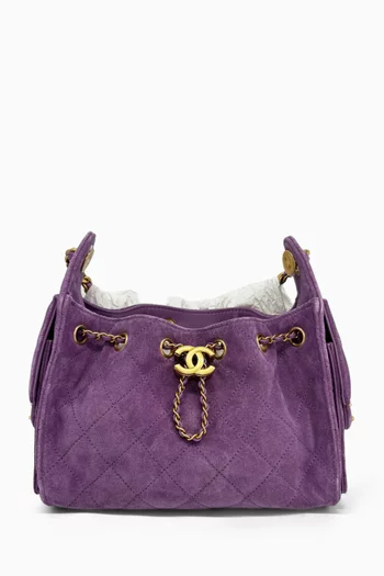 Mini 25 Drawstring Flap Bag in Suede