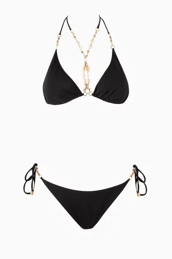 Pearl & Shell Chain Triangle Bikini Set