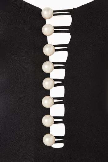 Faux Pearl-embellished One-piece Swimsuit