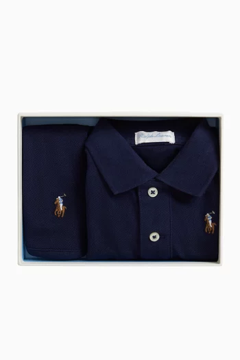 Polo Pony Romper & Bib Set in Cotton