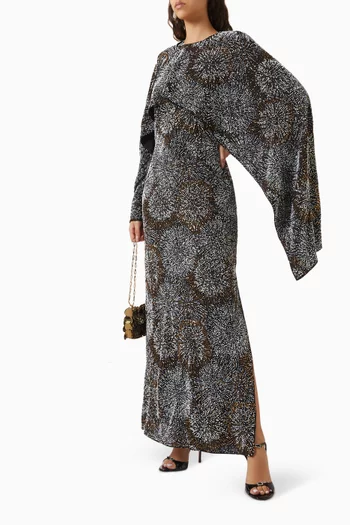 فستان بتطريزات باللؤلؤ كريب