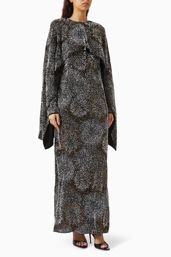 فستان بتطريزات باللؤلؤ كريب