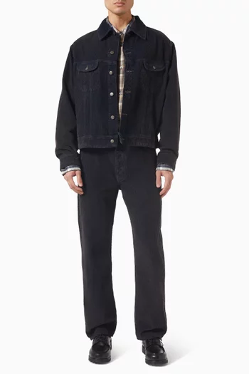 جاكيت تراكر ديربي مصبوغ بتقنية الصبغ المزدوج قماش قطن مخملي مضلع