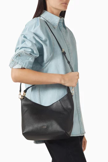 حقيبة كتف لارا صغيرة جلد بارز الملمس