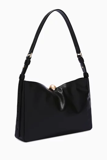 FURLA SFERA SOFT  MEDIUM SIZED SHOULDER BAG MADE FROM SMOOTH VERONA CALF LEATHER WITH SPHERIC FURLA LOCK CLOSURE ON TOP.:BLK:One Size|219081392
