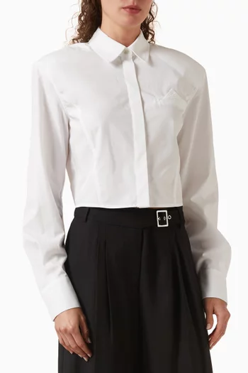 Cropped Shirt in Cotton-poplin