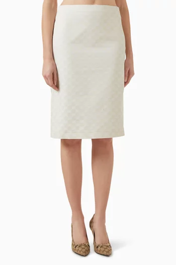 تنورة متوسطة الطول بنقشة بشعار حرفي GG‏ قطن غابردين