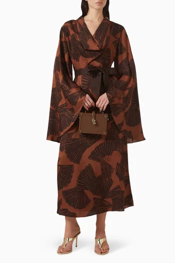 Printed Belted Kaftan in Viscose